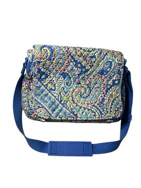 Vera Bradley Quilted Messenger Bag, Capri Blue Paisley, EUC